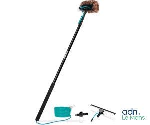 a close up of a mop and a broom on a white background