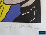 a picture of a painting of a woman with a hat on