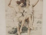 painting of two women dancing on the beach with their hands in the air