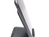 a close up of a cell phone on a stand