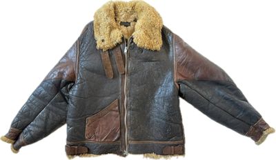 leather jacket with fur collar and cuffs on a white background