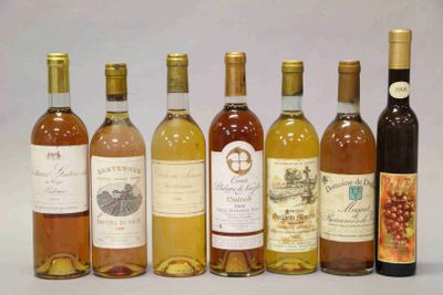 plusieurs bouteilles de vin sont alignées sur une surface blanche