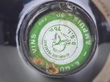a close up of a bottle of wine with a label on it