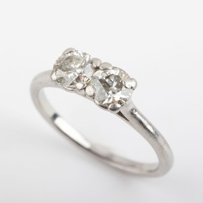 Bague "vous et moi" diamants taille ancienne, 2 x 0. - Photo 1