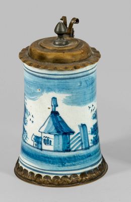 Plateau en bois de Nuremberg Fayence. Flächendeckender Dekor…