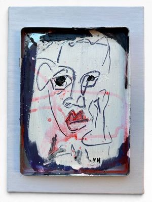 a picture of a painting of a woman on a white surface