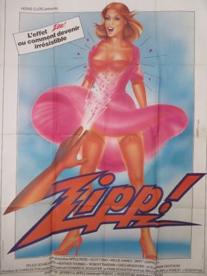 une affiche du film « Zippy » mettant en scène une femme en robe rose