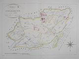 an old map of the town of cozenon, with a small town in the center