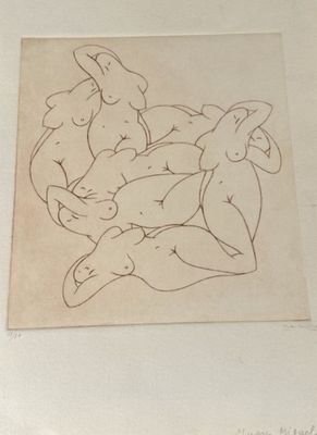 a drawing of two nudes on a sheet of paper