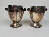 pair of antique silver plated vases with handles and handles