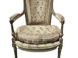 an image of a chair with a floral upholstered seat