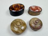 Plusieurs types de coquillages sont posés sur une surface blanche