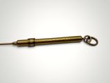 an antique brass - plated keychain with a metal clasp