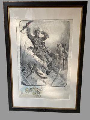tableau représentant un homme à cheval au centre d'un tableau