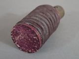 a close up of a piece of sausage on a table