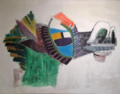 a picture of a painting of a cow on a wall