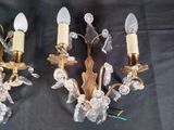 pair of crystal and brass wall sconces with flowers and leaves