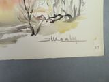 a picture of a painting of a tree in the snow