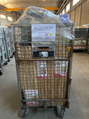 a cart that has a lot of items in it