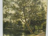 une image représentant un tableau d'un arbre au bord d'un lac