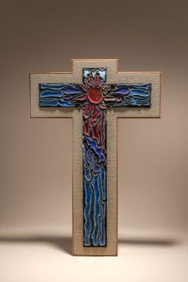 Georges MAGADOUX (1983) à Limoges Croix émaillée bleu et rou…