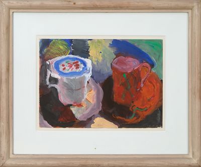 une image représentant un tableau où l'on voit une tasse de café posée sur une table