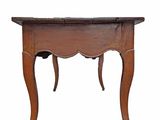 an old wooden table with a drawer underneath it on a white background