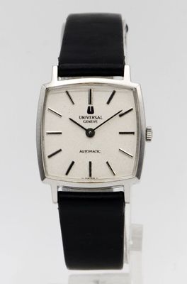 a close up of a wrist watch with a black leather strap
