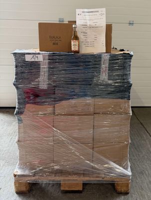 a pallet with a lot of boxes on top of it