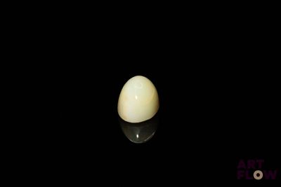 un œuf posé sur une surface noire dans l'obscurité