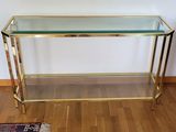 table d'appoint en laiton et verre avec plateau en verre