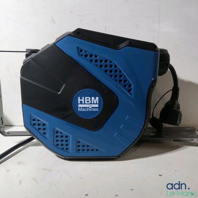 a blue and black machine that is on a table