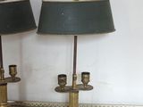 two lamps that are sitting on a table