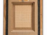 an old picture of a picture frame with a lock on it
