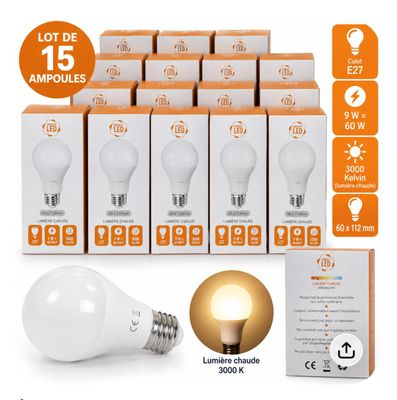lot de 15 ampoules LED E27 5 W E27 5 W E27 5 W E27 5 W E27 5 W E27 6 W E