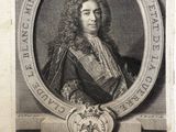 an old picture of a man in a suit with a clock