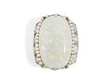 an oplite and diamond ring, by van cleef