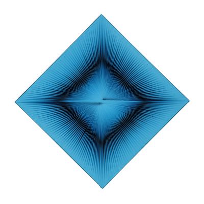 une image représentant un objet bleu en forme de losange sur fond blanc