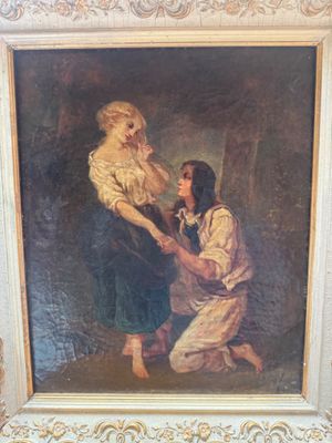 painting of a woman helping a young girl with her hair