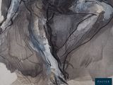 a drawing of a nude woman sitting on a rock