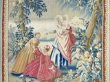 an image of a tapestry with a woman and two children