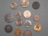 a lot of coins that are on the table