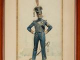 tableau représentant un soldat en uniforme, muni d'une épée et d'un chapeau
