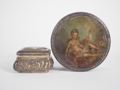 Boîte couverte XIXème en écaille gainée de cuir à décor en s… - Photo 1