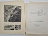 two pages of old maps of a city and a picture of a river