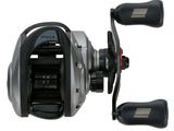a close up of a fishing reel on a white background