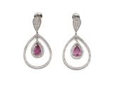 a pair of pink sapphire and diamond earrings