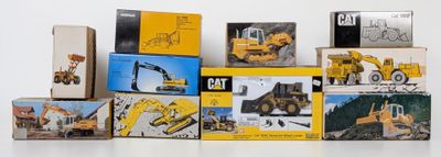 many boxes of construction equipment on a white surface