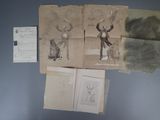 deux feuilles de papier avec des dessins dessus, posées sur une table