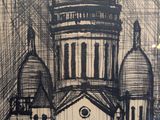 drawing of a large building with a dome on top of it